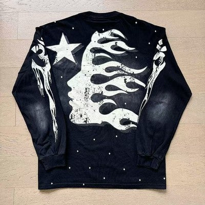 Hellstar Flare Black Flame long sleeve T-shirt.